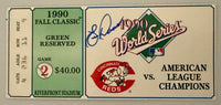1990 World Series Game 2, Cincinnati Reds versus Oakland, Signed by Eric Davis