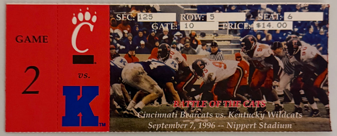 September 7, 1996, UC Bearcats versus UK Wildcats, Nippert Stadium