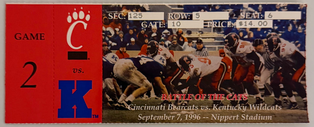 September 7, 1996, UC Bearcats versus UK Wildcats, Nippert Stadium