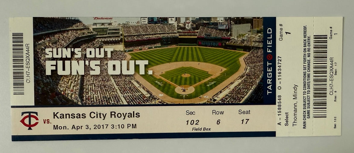 2017 Opener for Minnesota Twins versus Kansas City Royals, April 3, 2017