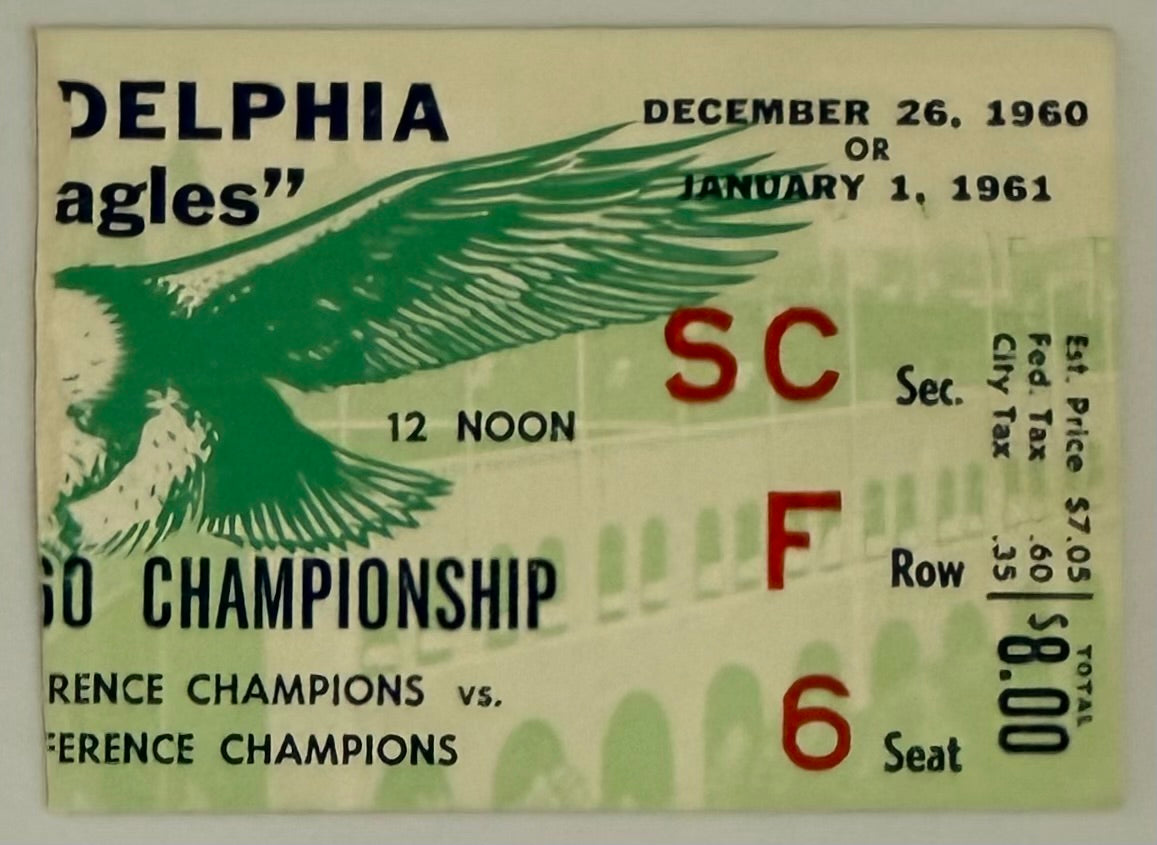 December 26, 1960, NFL Championship, Eagles versus Packers (Writing on Back)