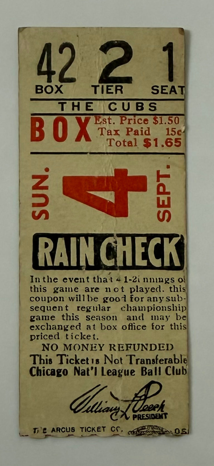 1932 St. Louis Cardinals versus Chicago Cubs, Hall of Fame Players include Frankie Frisch, Joe Medwick, Jim Bottomley, Billy Herman, Kiki Cuyler and Gabby Hartnett, September 4, 1932
