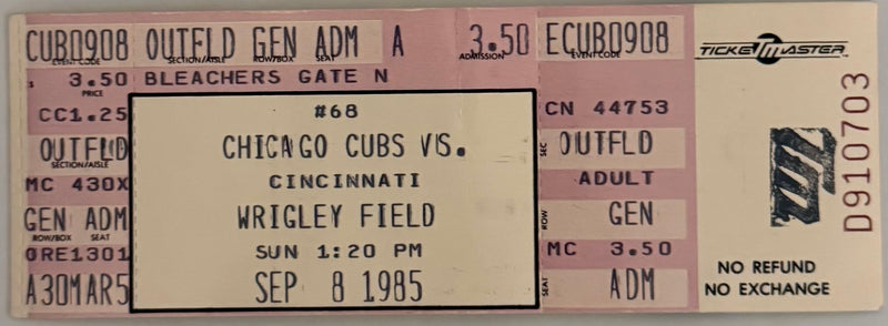 September 8, 1985, Pete Rose Ties Ty Cobb Hit Record 4191, Full Ticket--$395