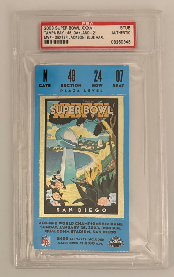 1/26/03 Super Bowl XXXVII, Tampa Bay Buccaneers Beat Oakland, MVP Dexter Jackson, PSA Authentic