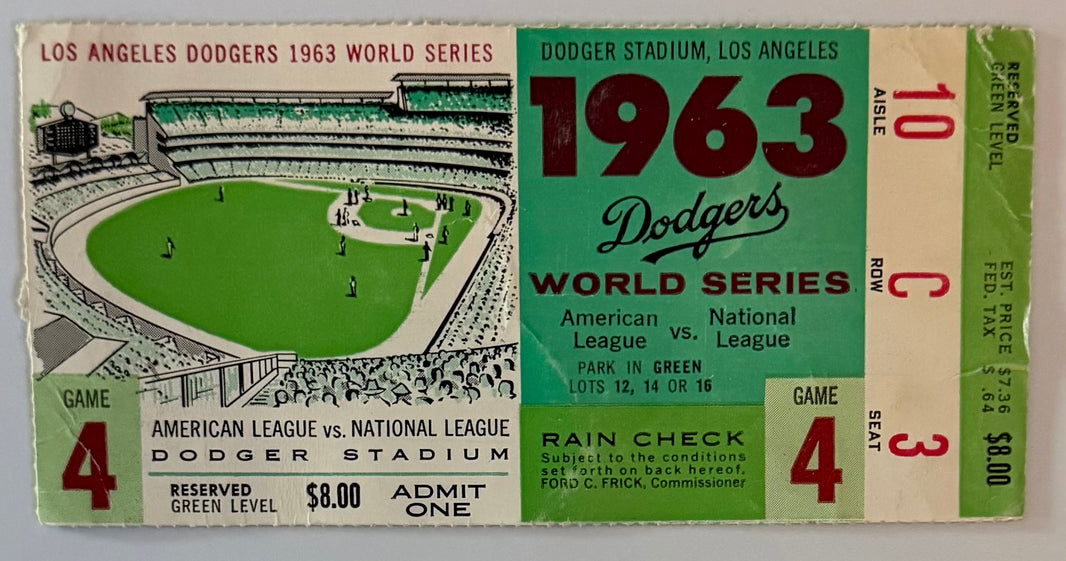 1963 World Series, Game 4, Dodgers Sweep Yankees, Fair Condition