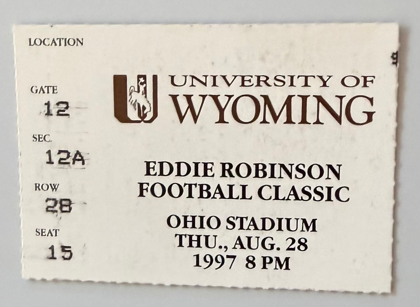 August 28, 1997, University of Wyoming at Ohio Stadium