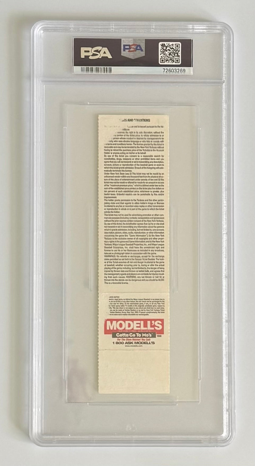2001 Full Unused Ticket to 9/11/2001 Game in New York, Yankees vs Chicago, Game Rescheduled Until October 1, PSA