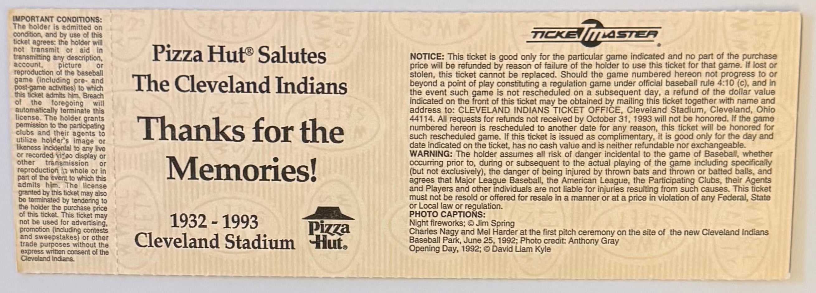 October 3, 1993, Indians versus White Sox, Final Game - Cleveland Stadium