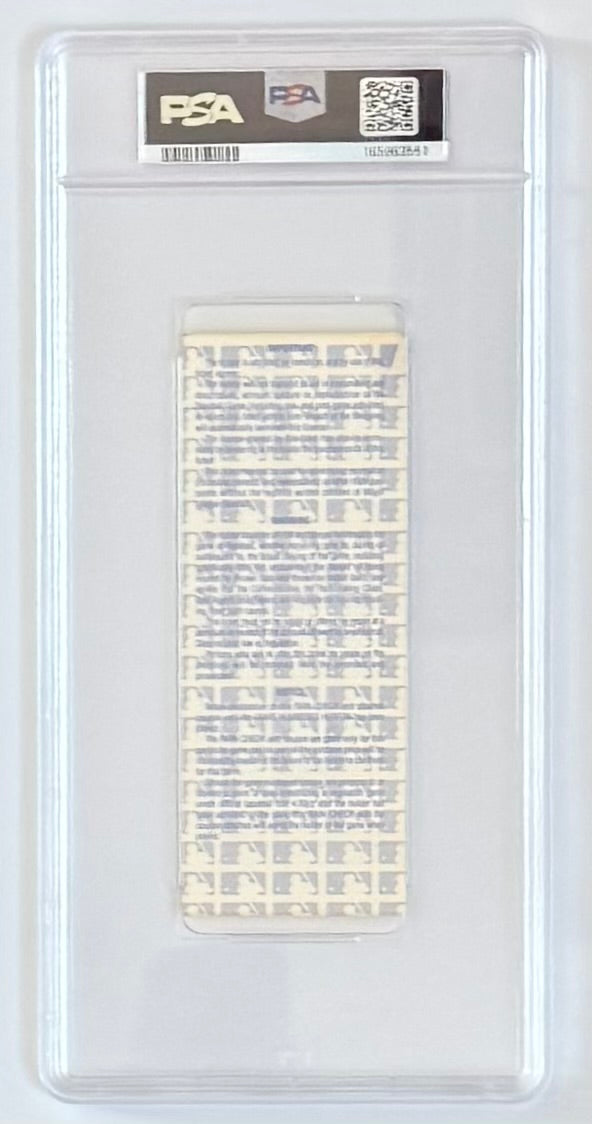 1986 World Series, Game Six Stub, Ball Rolls Between Buckner's Legs, PSA 4