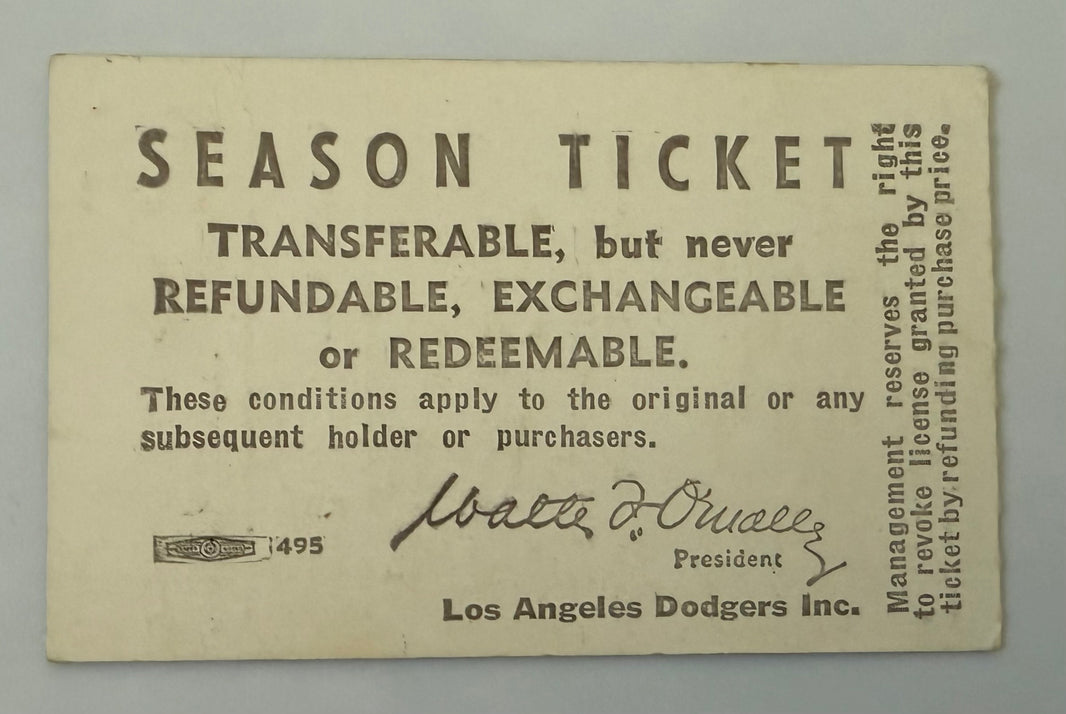 1960 Los Angeles Dodger Game Played in the Coliseum, 5/5/1960, Hank Aaron Hit Home Run