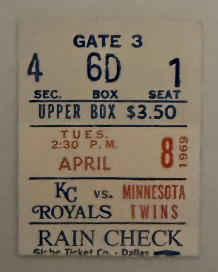 1969 Kansas City Royals First Game Ever, Royals versus Minnesota Twins, April 8, 1969, Damage to Reverse
