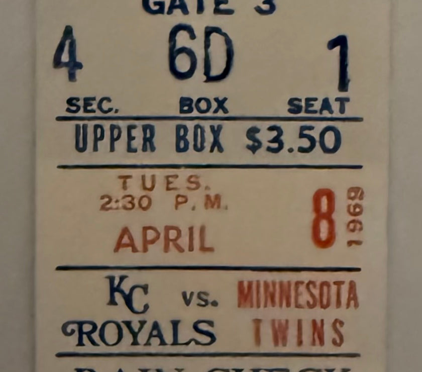 1969 Kansas City Royals First Game Ever, Royals versus Minnesota Twins,  April 8, 1969, Damage to Reverse