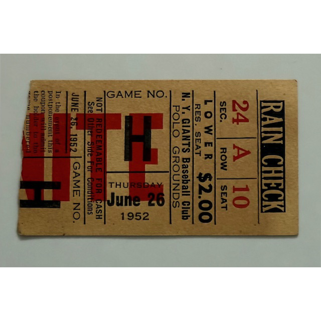 1952 Dodgers vs Giants - Jackie Robinson 1 Hit