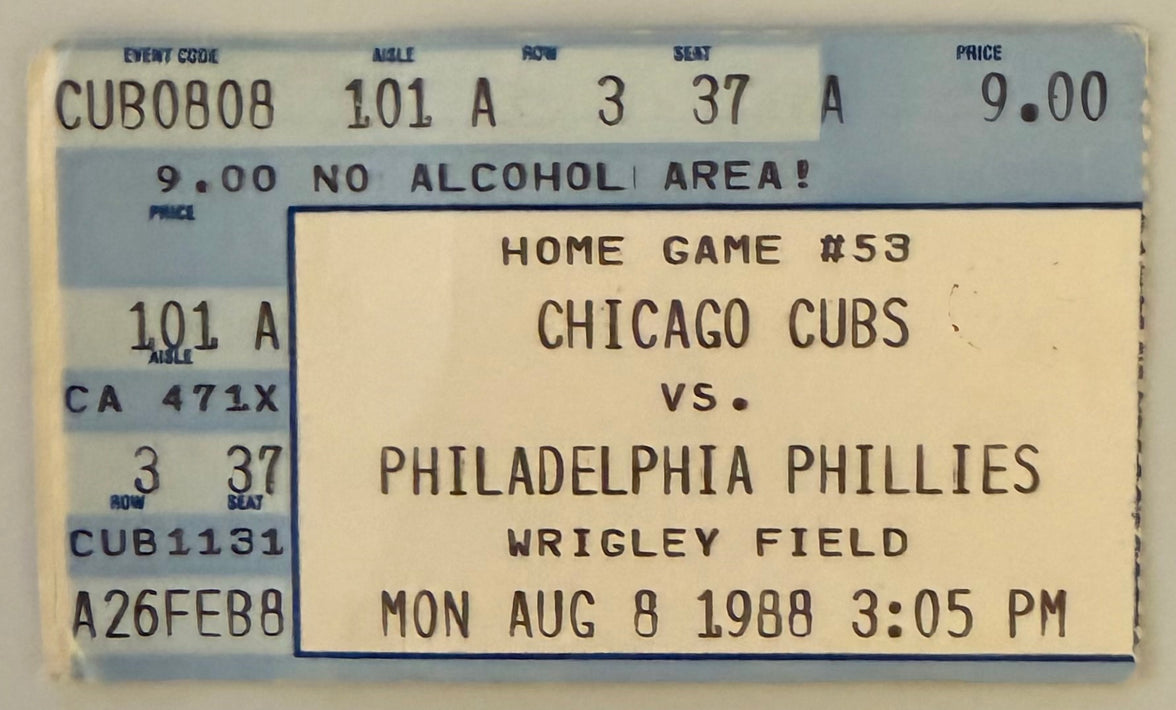 August 8, 1988, First Official Night Game at Wrigley - Game PPD