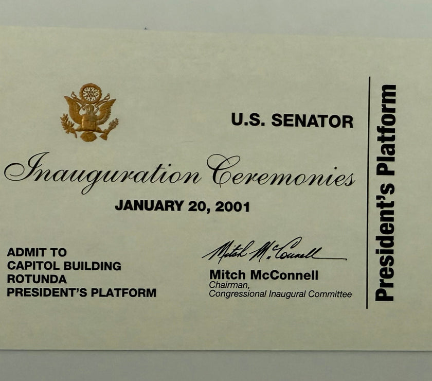 2001 Ticket to Inauguration Ceremony of George W. Bush, President's Platform Designated for US Senator, January 20, 2001