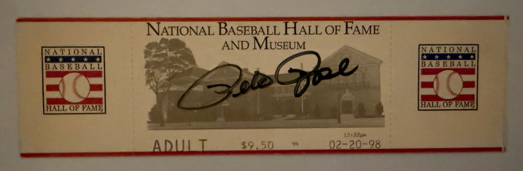 1998 Pete Rose Signs Admission Ticket to National Baseball Hall of Fame and Museum
