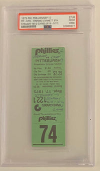 September 17, 1975, Rennie Stennett Hits Safely in Ninth Consecutive at Bat, PSA Graded Good/2 MK
