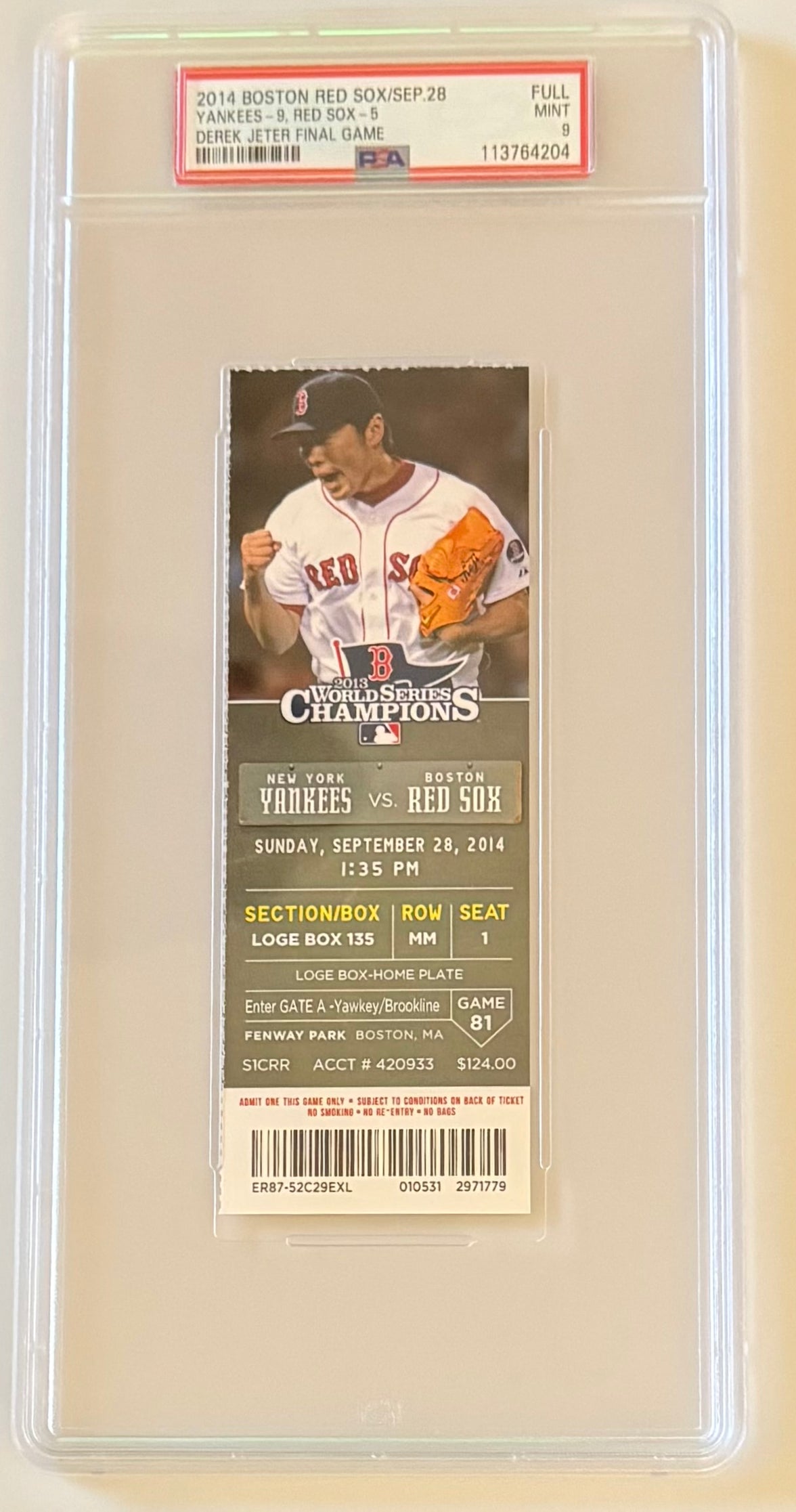 9/28/2014 Derek Jeter Final Game, PSA Full Mint