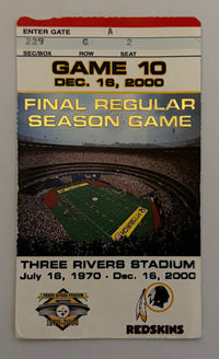 2000 Final Regular Season Football Game at Three Rivers Stadium Pittsburgh Steelers VS. Washington Redskins, December 16, 2000