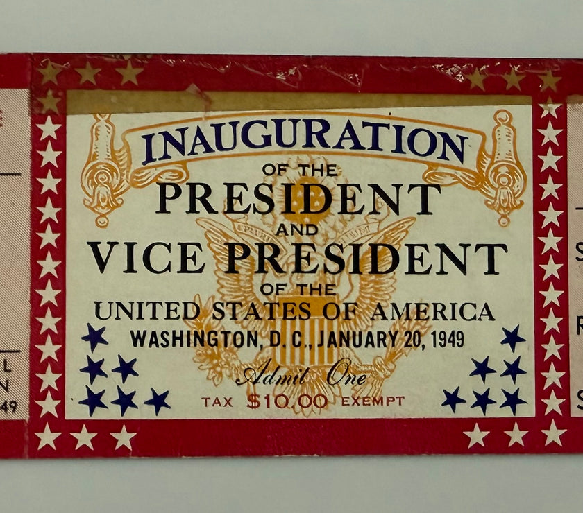 1949 Full Ticket to the Inauguration of Harry Truman and Alban Barkley, January 20, 1949