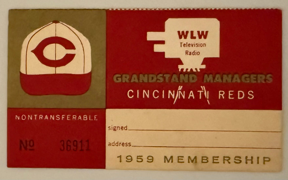 1959 Reds/WLW Grandstand Manager Membership Card