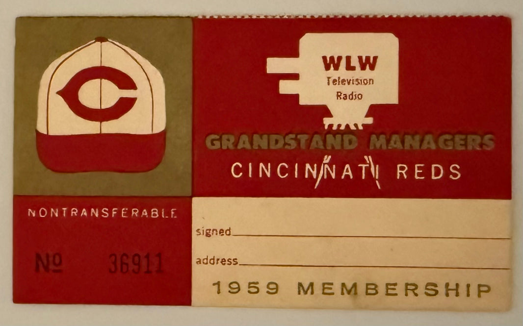 1959 Reds/WLW Grandstand Manager Membership Card