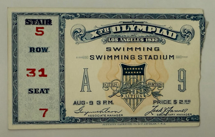 1932 Los Angeles Summer Olympics, Swimming, August 1932