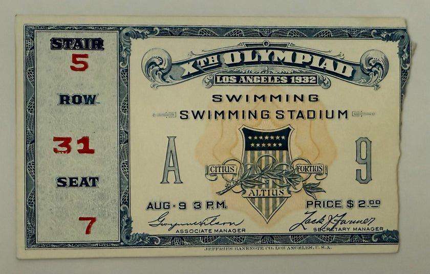 1932 Los Angeles Summer Olympics, Swimming, August 1932