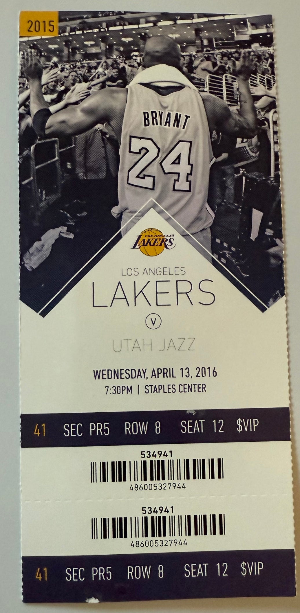 4/13/2016 Kobe Bryant Final Game  (With Lanyard)