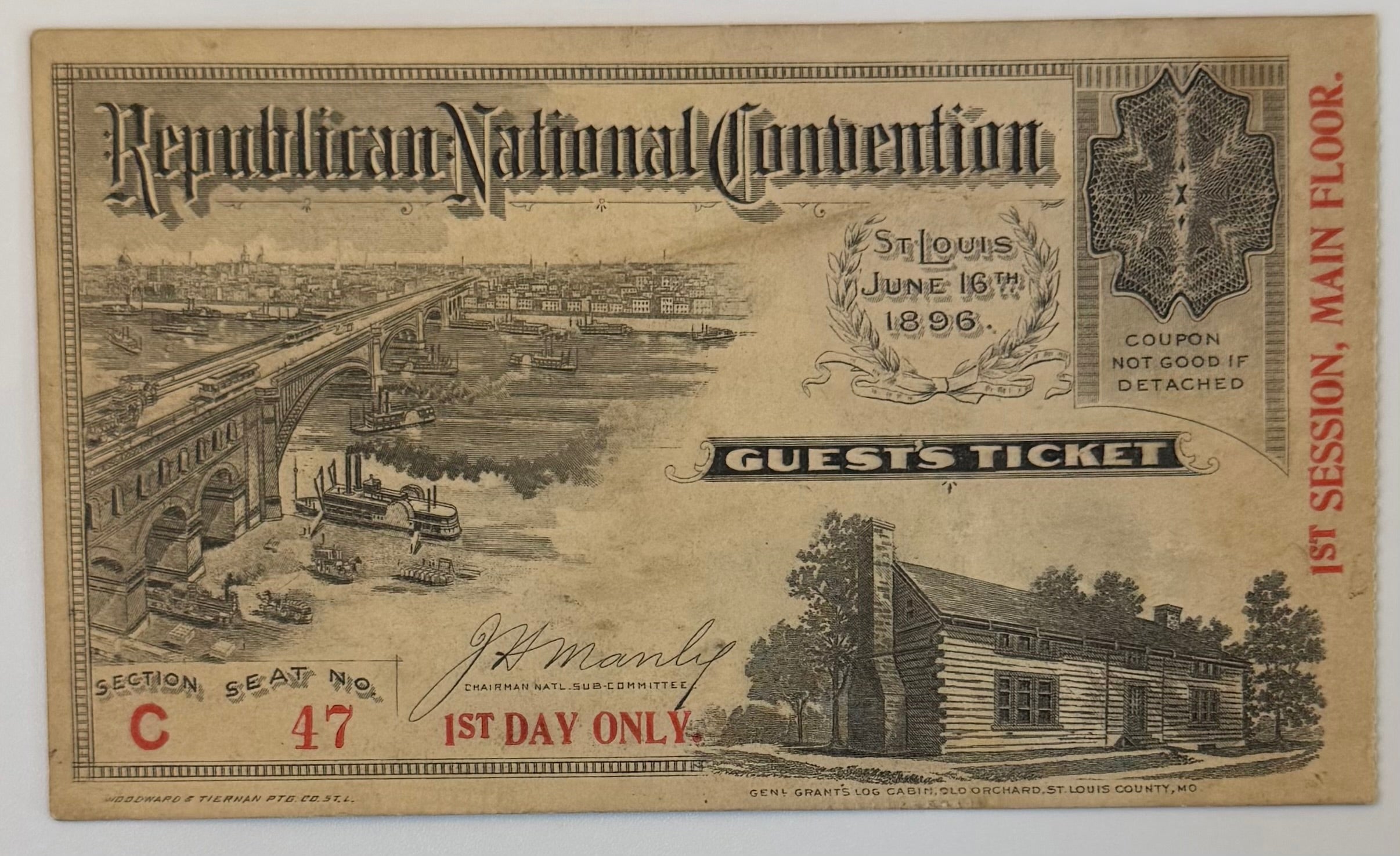 June 16, 1896, Republican National Convention, Guest Ticket