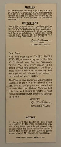 1970 Opening Game to Three Rivers Stadium  Official Dedication