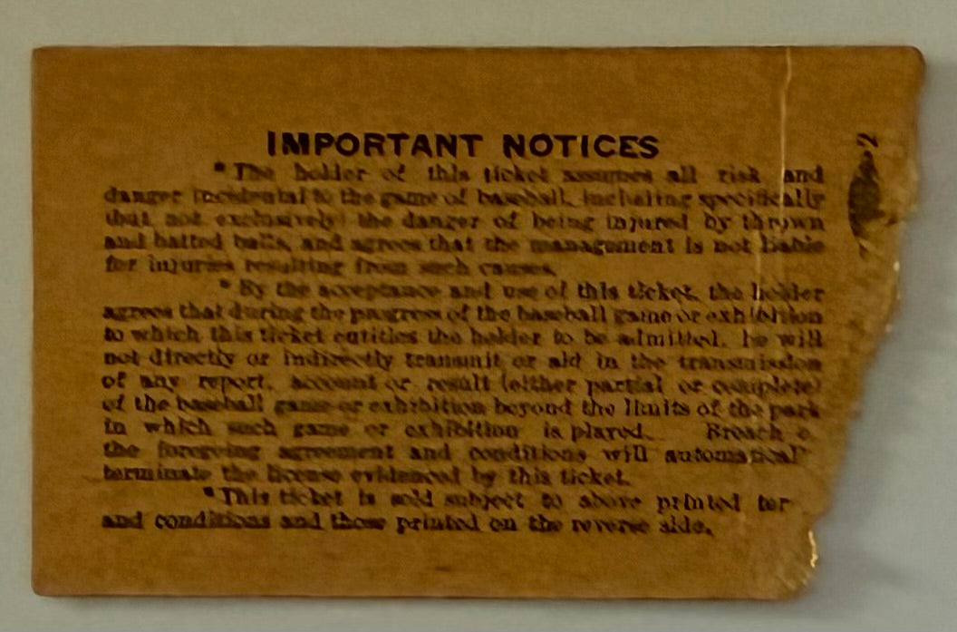 June 2, 1947, 1947 Yankees Stub, Yogi Berra 5th Career Home Run