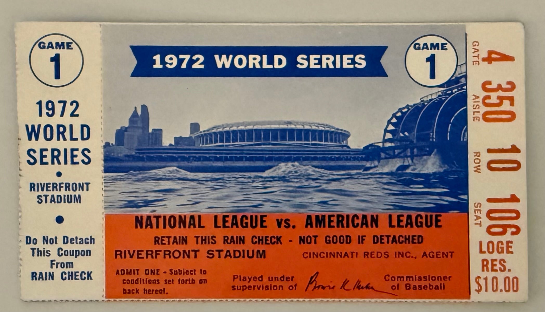 1972 World Series Game 1, Oakland Athletics versus Cincinnati Reds at Riverfront Stadium