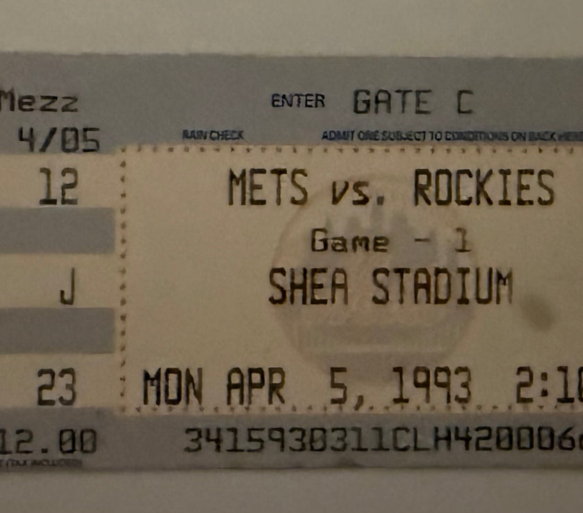 1993 First Rockies Game Ever, April 5, 1993,  Rockies versus New York Mets at Shea Stadium