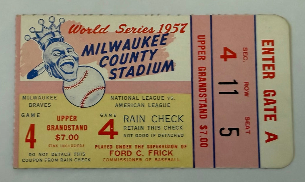 1957 - Game 4 of 1957 World Series won by Milwaukee, Warren Spahn Winning Pitcher, Home Runs by Hank Aaron, Joe Torre and Eddie Mathews