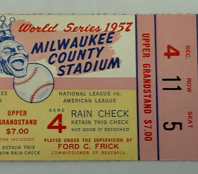 1957 - Game 4 of 1957 World Series won by Milwaukee, Warren Spahn Winning Pitcher, Home Runs by Hank Aaron, Joe Torre and Eddie Mathews