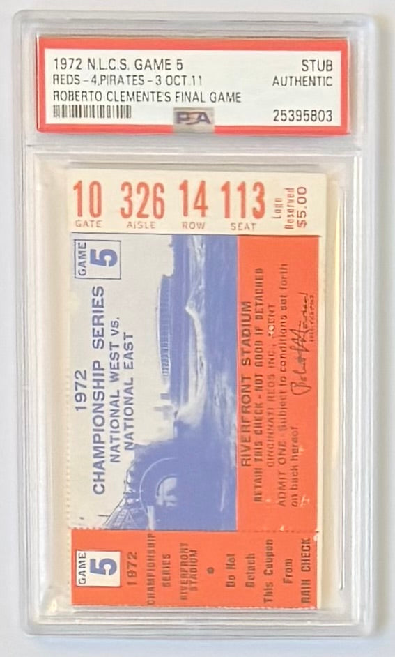 1972 NLCS, Game 5, Roberto Clemente's Fina Game-PSA