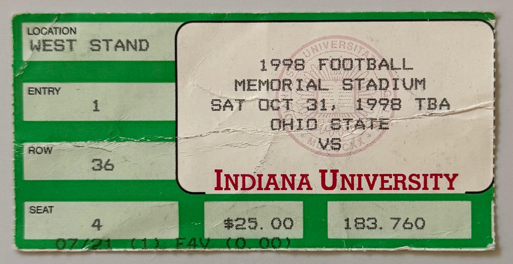 October 31, 1998, Ohio State at Indiana University, Crease