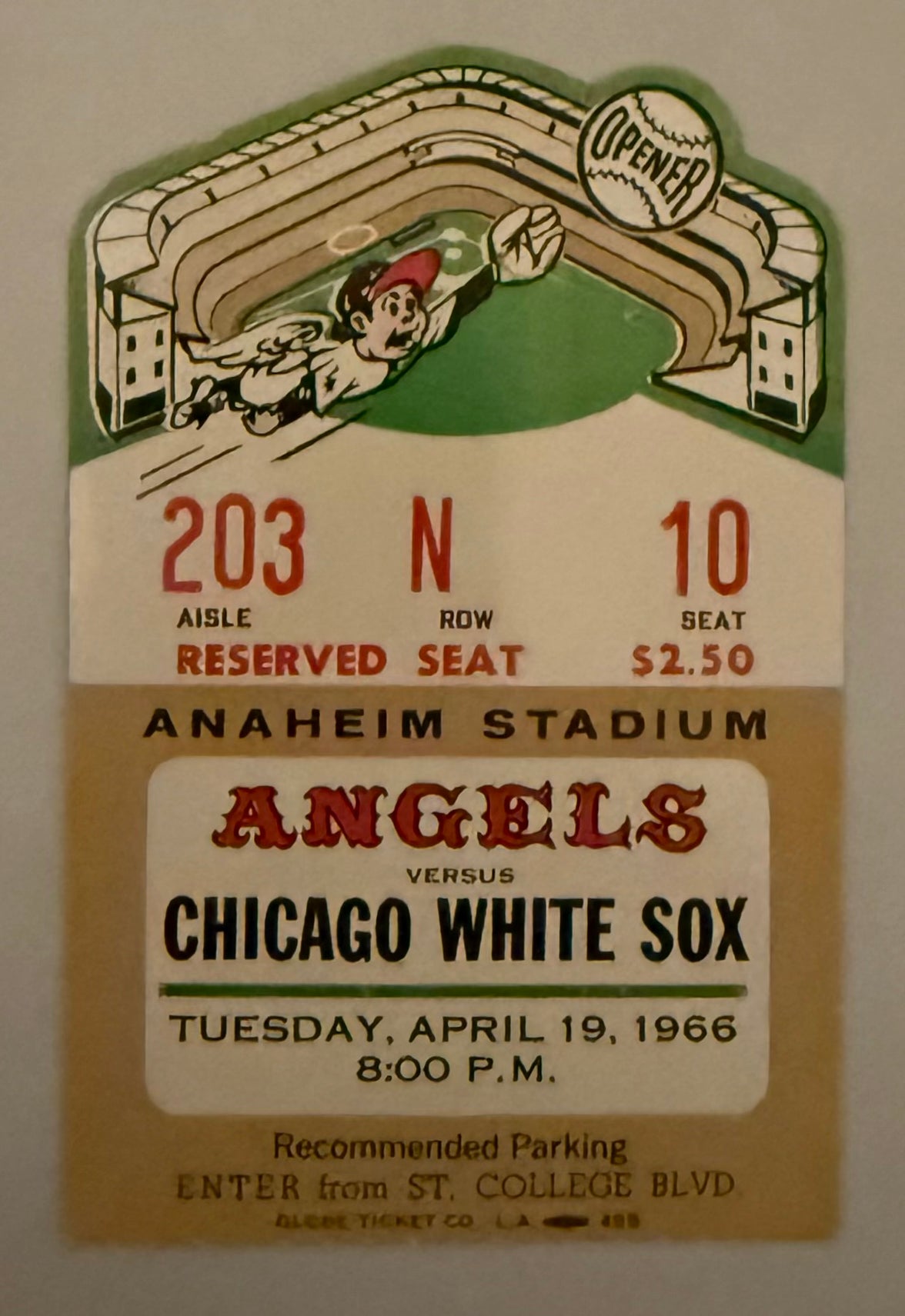 1966 First Game at Anaheim Stadium April 19, 1966 Die Cut