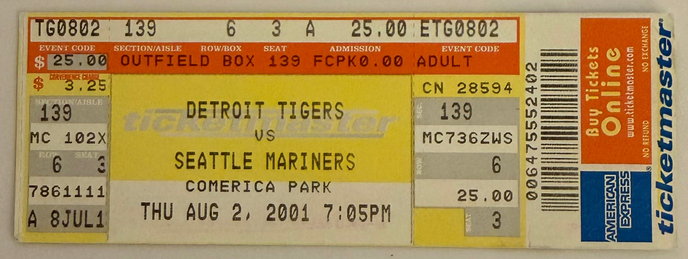August 2, 2001, Detroit Tigers Triple Play