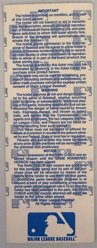 1988 World Series, Game 1, Dodgers -5 Athletics-4, October 15, Kirk Gibson Home Run-Very Good Condition
