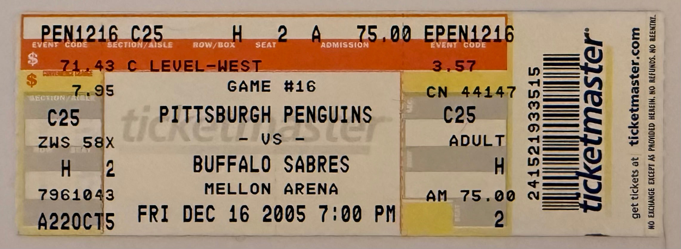 December 16, 2005, Mario Lemieux Final Game