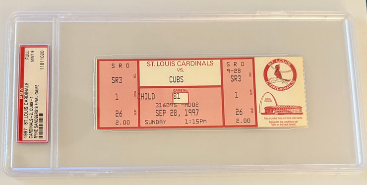 9/28/1997 Ryne Sandberg Final Game, PSA Full Mint