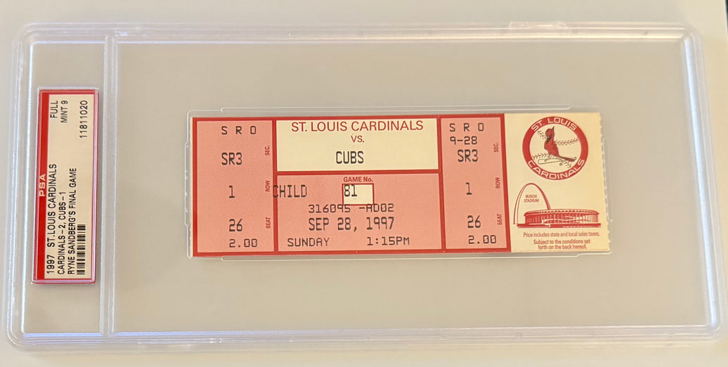 9/28/1997 Ryne Sandberg Final Game, PSA Full Mint