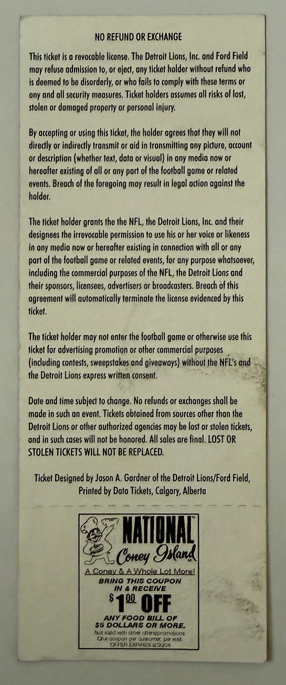 2003 Detroit Lions versus Chicago Bears, November 9, 2003