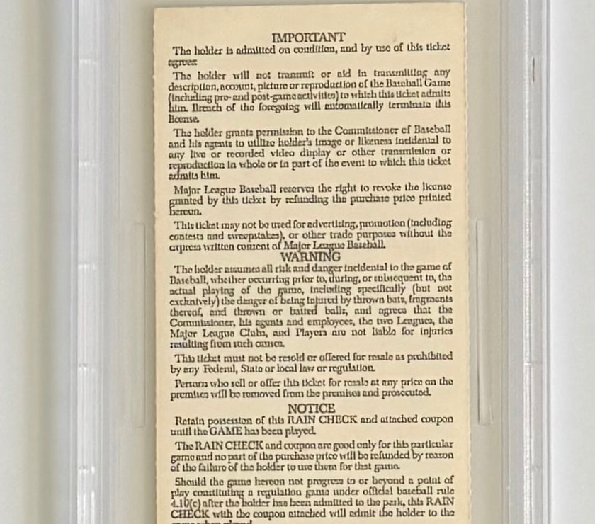 1989 MLB All Star Game, American League 9 National League 3, MVP Bo Jackson, PSA Stub VG-EX4