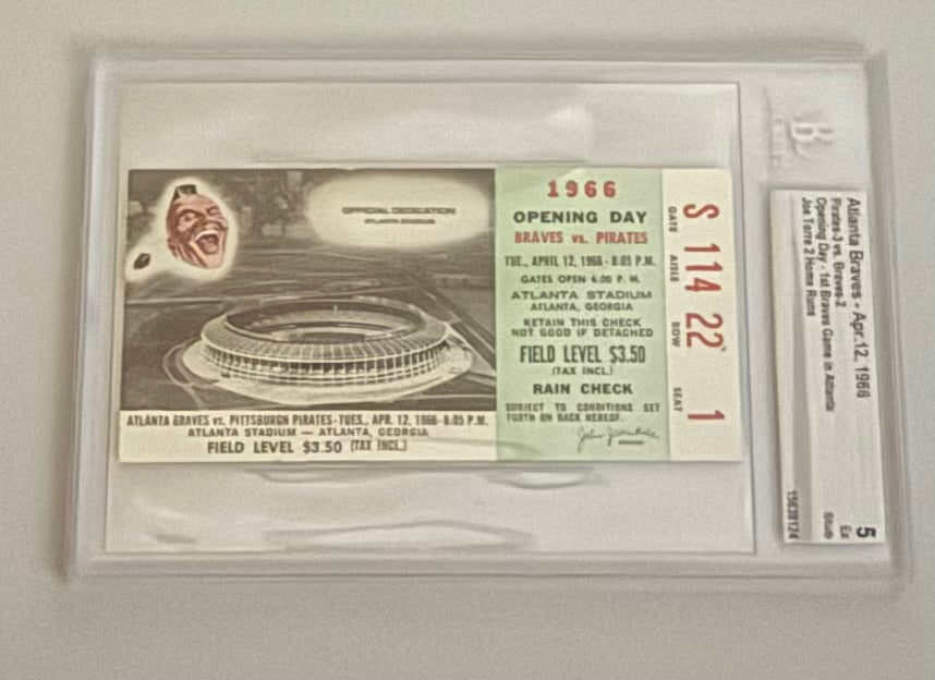 1966 Braves Opening Day vs Pirates - First Braves Game in Atlanta - BGS 5 EX