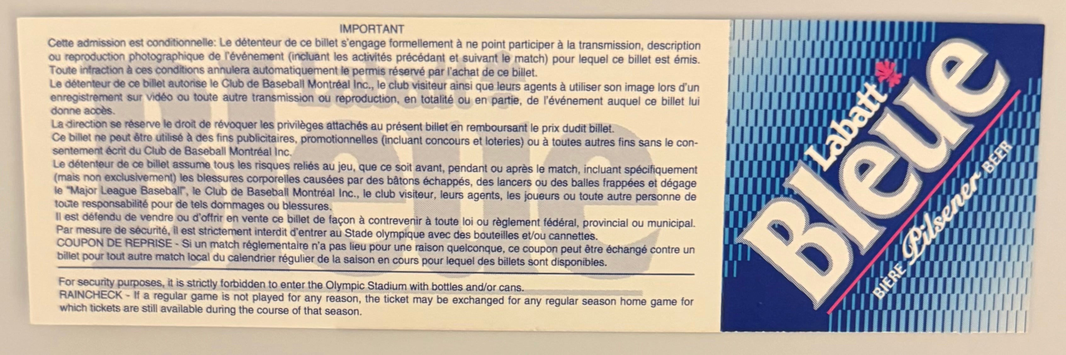 September 22, 1994, Expos versus Phillies, Strike Cancelled Game