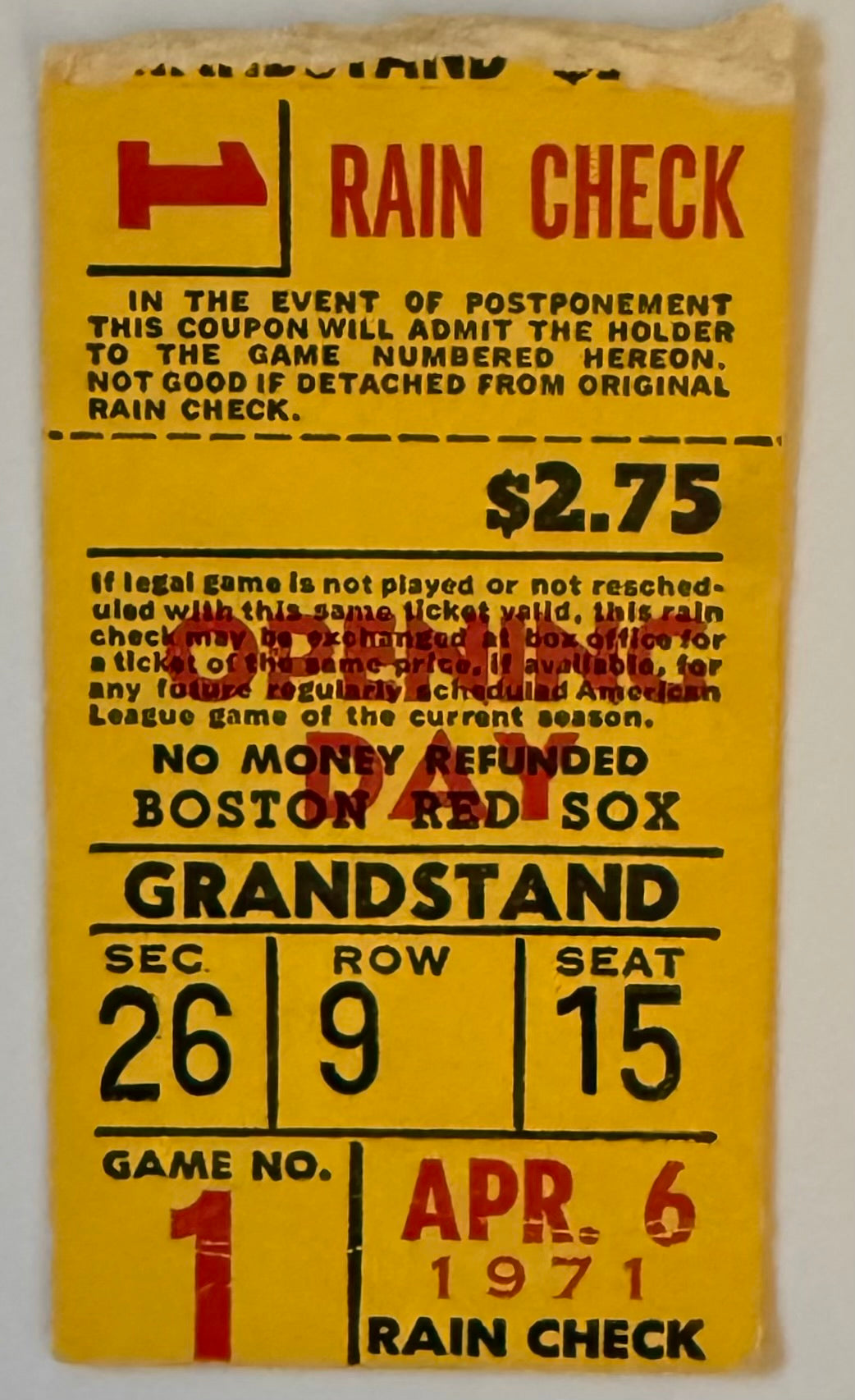 April 6, 1971, Boston Red Sox, Opening Day