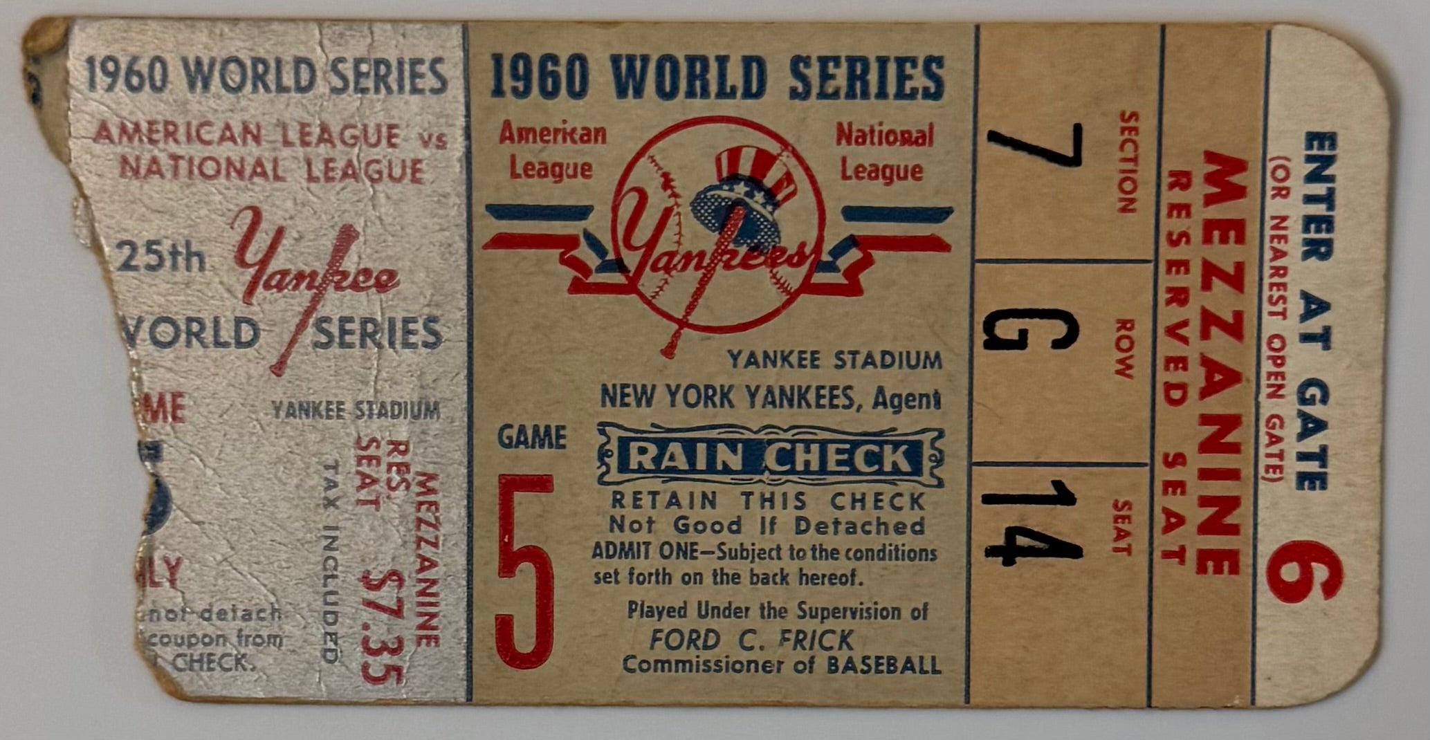 1960 World Series, Game Five, NY Yankees versus Pittsburgh Pirates